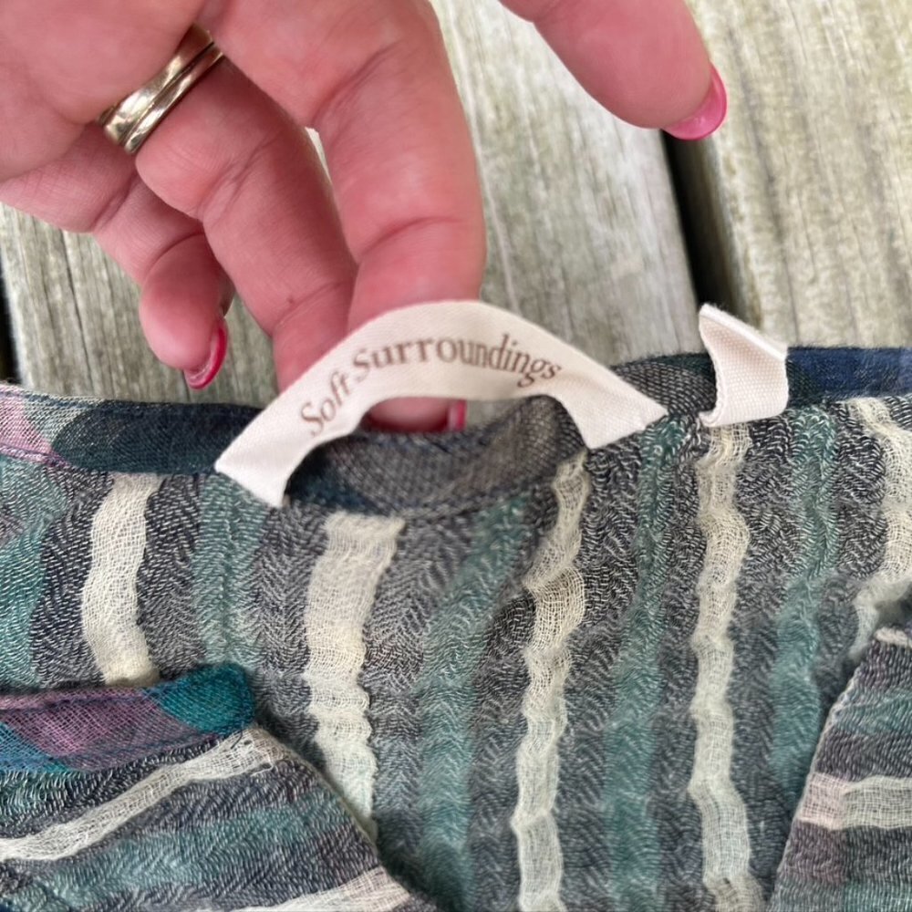 ** Soft Surroundings Rustic Plaid Top Split Neck … - image 7